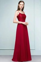 Floor Length Lace Appliques A-line Spaghetti Prom Dresses by misshow.com