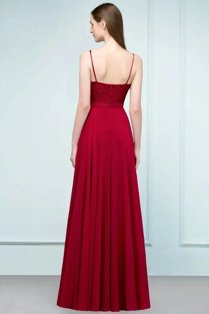Floor Length Lace Appliques A-line Spaghetti Prom Dresses by misshow.com