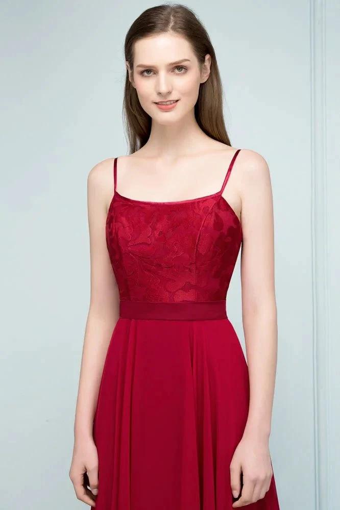 Floor Length Lace Appliques A-line Spaghetti Prom Dresses by misshow.com