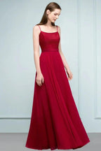 Floor Length Lace Appliques A-line Spaghetti Prom Dresses by misshow.com