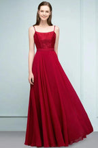 Floor Length Lace Appliques A-line Spaghetti Prom Dresses by misshow.com