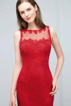 Floor Length Mermaid Illusion Neckline Sleeveless Tulle Lace Prom Dresses by misshow.com