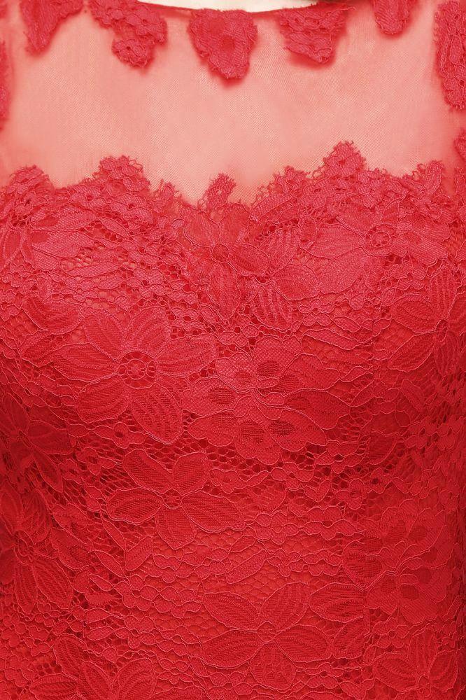 Floor Length Mermaid Illusion Neckline Sleeveless Tulle Lace Prom Dresses by misshow.com