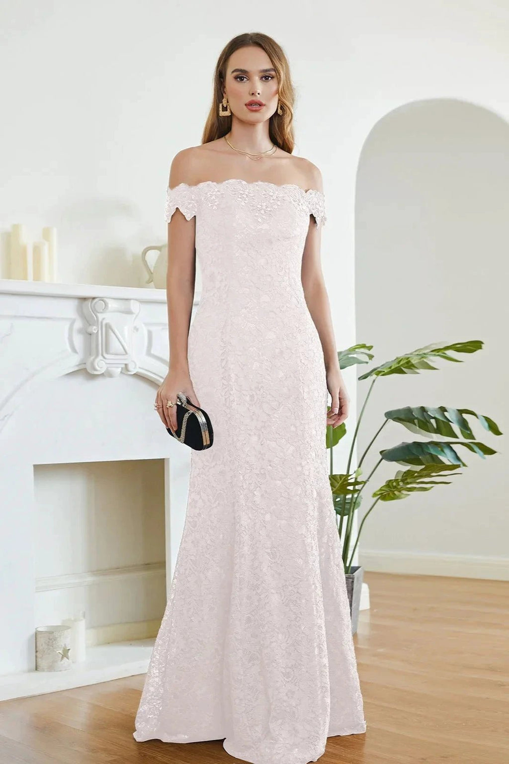Floor-Length Mermaid Lace Off Shoulder Bridesmaid Dresses by misshow.com