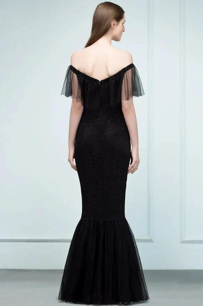 Floor Length Off-shoulder Mermaid Lace Tulle Prom Dresses by misshow.com