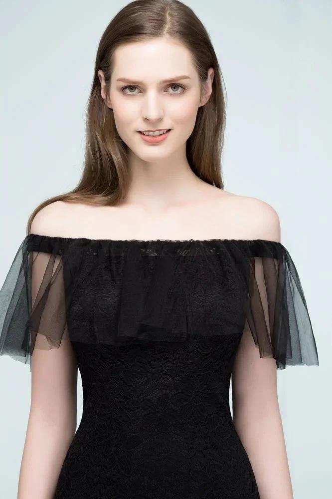 Floor Length Off-shoulder Mermaid Lace Tulle Prom Dresses by misshow.com