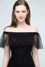 Floor Length Off-shoulder Mermaid Lace Tulle Prom Dresses by misshow.com