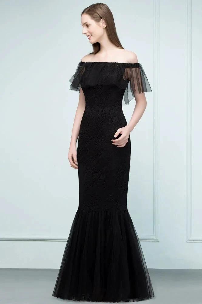 Floor Length Off-shoulder Mermaid Lace Tulle Prom Dresses by misshow.com