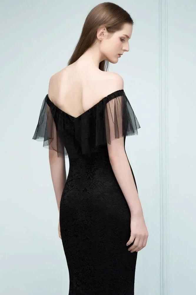 Floor Length Off-shoulder Mermaid Lace Tulle Prom Dresses by misshow.com