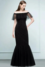 Floor Length Off-shoulder Mermaid Lace Tulle Prom Dresses by misshow.com