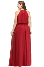 Floor Length Sleeveless A-Line Straps Plus size Evening Dresses with Ruffles by misshow.com