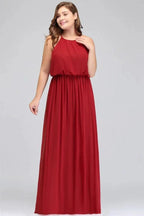 Floor Length Sleeveless A-Line Straps Plus size Evening Dresses with Ruffles by misshow.com