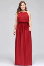 Floor Length Sleeveless A-Line Straps Plus size Evening Dresses with Ruffles by misshow.com