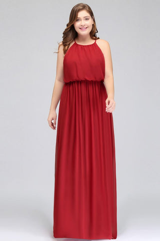 Floor Length Sleeveless A-Line Straps Plus size Evening Dresses with Ruffles