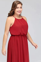 Floor Length Sleeveless A-Line Straps Plus size Evening Dresses with Ruffles by misshow.com