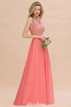 Floral Lace A-line Simple Wedding Dress Sleeveless Maxi Bridesmaid Dress by misshow.com