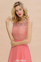 Floral Lace A-line Simple Wedding Dress Sleeveless Maxi Bridesmaid Dress by misshow.com