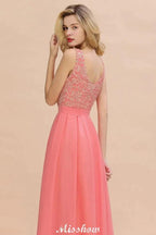 Floral Lace A-line Simple Wedding Dress Sleeveless Maxi Bridesmaid Dress by misshow.com