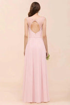 Floral Lace Bridesmaid Dress Pink A-line Wedding Party Dress by misshow.com