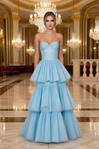 Chiffon A-Line Halter Floor-Length Prom Dress with Ruffles & Pleats (ZD17545)