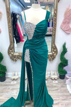 Kaydence | Chic Asymmertrical Fuchsia Beaded Long Porm Dress by KissProm