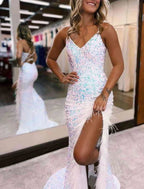 Kadrina |Mermaid V Neck Sequins Long Prom Dress with Slit by KissProm