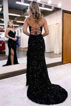Kadrina |Mermaid V Neck Sequins Long Prom Dress with Slit by KissProm