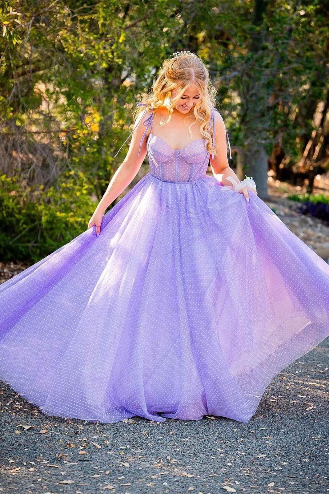 Skyler |A-line Sweetheart Dot Tulle Prom Dress by KissProm