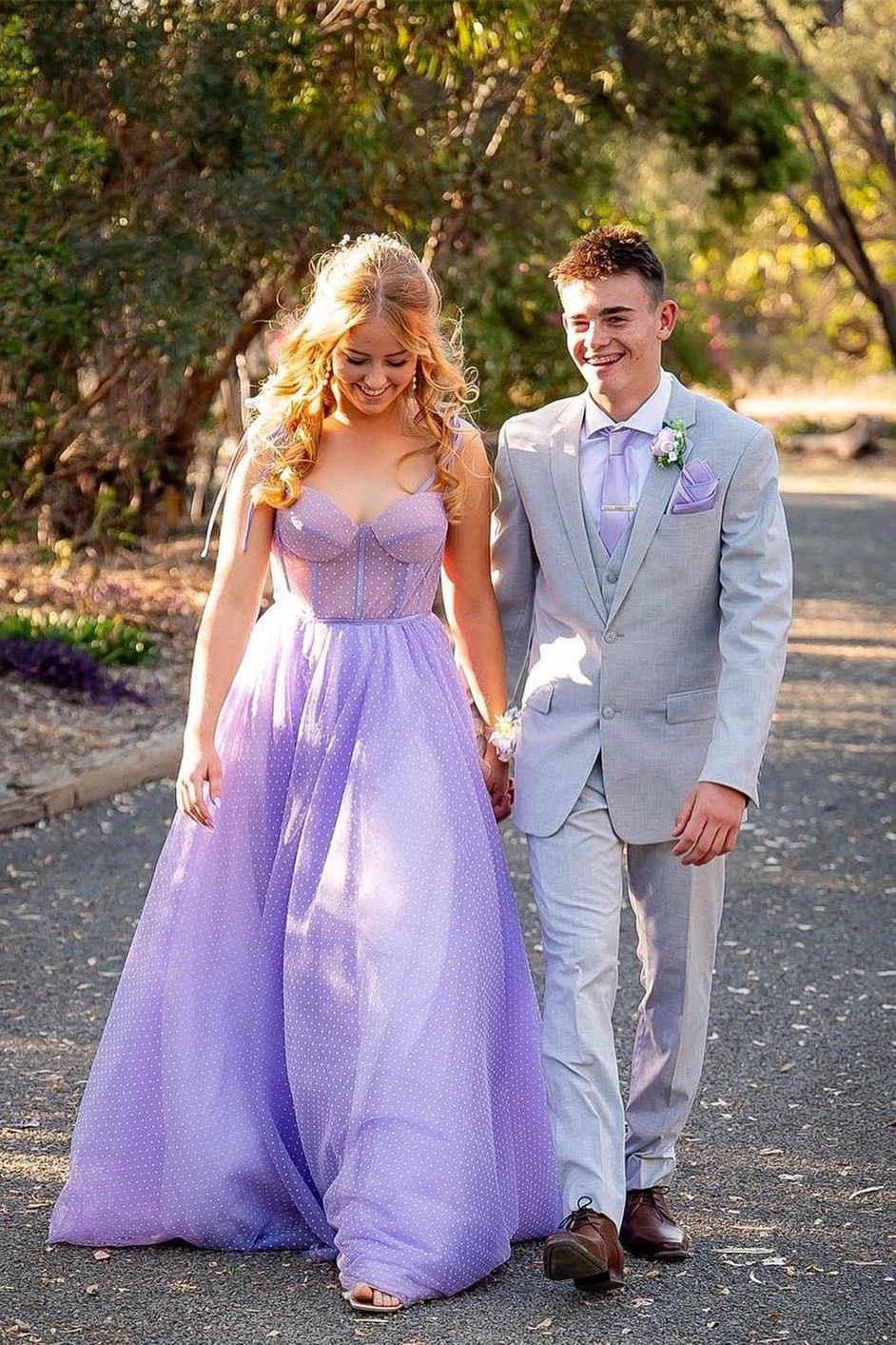 Skyler |A-line Sweetheart Dot Tulle Prom Dress by KissProm