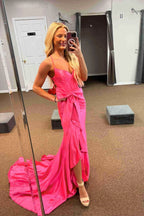 Jianna | Straps V-Neck Satin Mermaid Prom Dress with Bow by KissProm