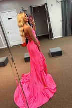 Jianna | Straps V-Neck Satin Mermaid Prom Dress with Bow by KissProm