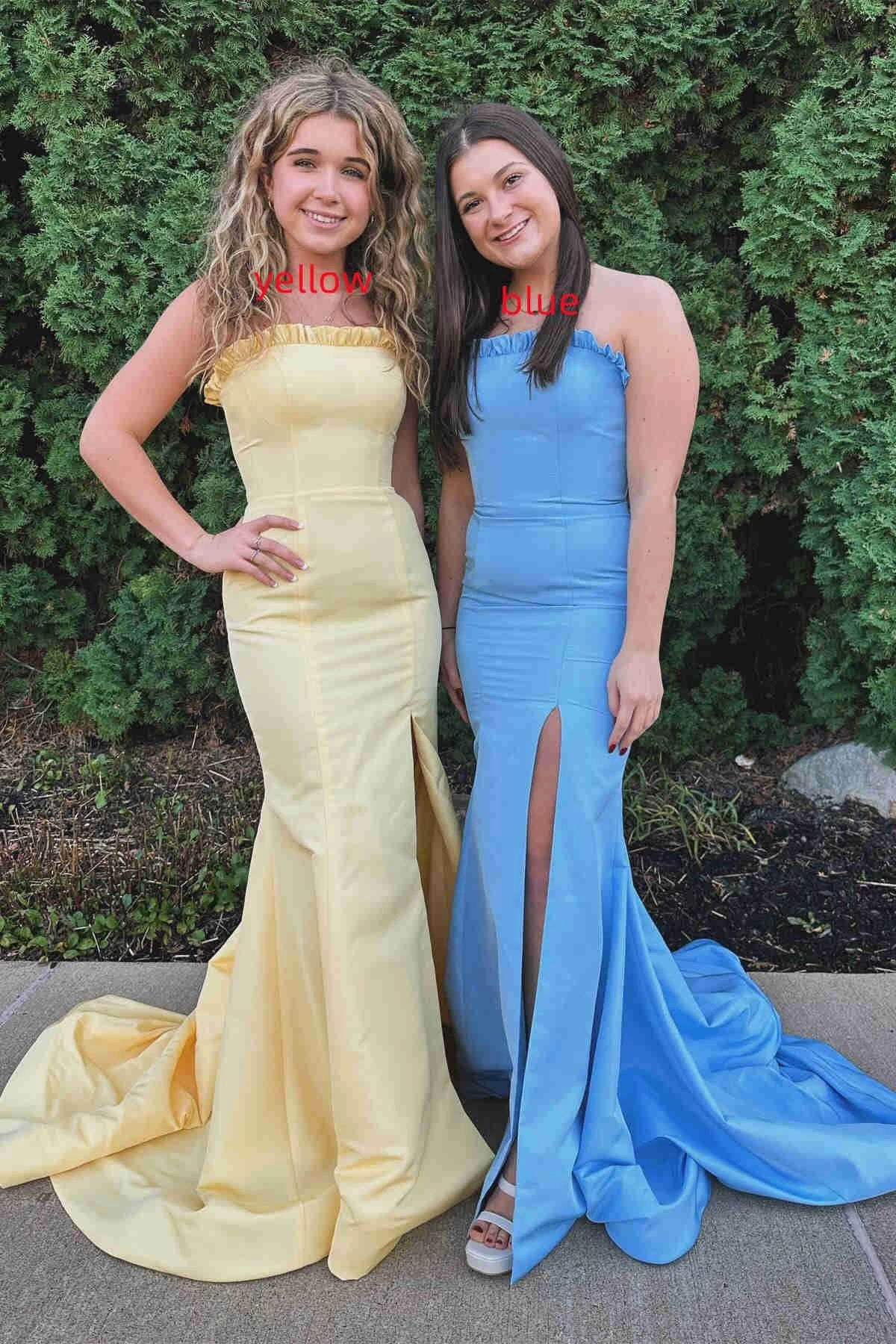 Denver | Strapless Maganta Ruffle Mermaid Slit Long Prom Dress by KissProm