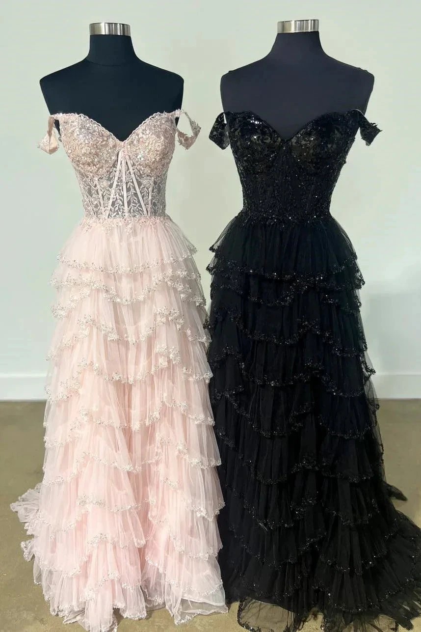 Scout | A-Line Sweetheart Champagne Tulle Prom Dresses with Appliques by KissProm