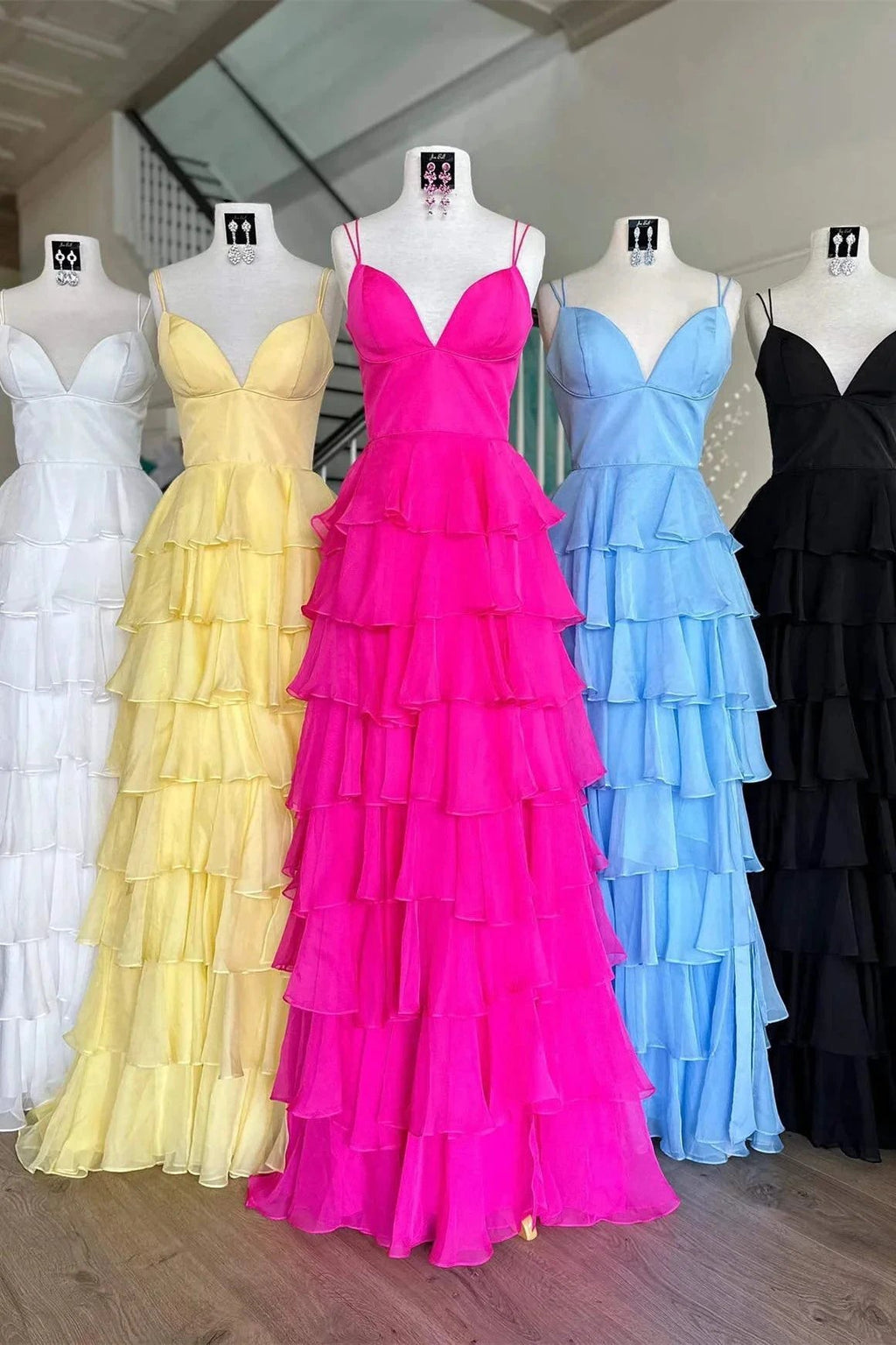 Margot | V-Neck Straps Ruffle Chiffon Prom Dress with Slit by KissProm