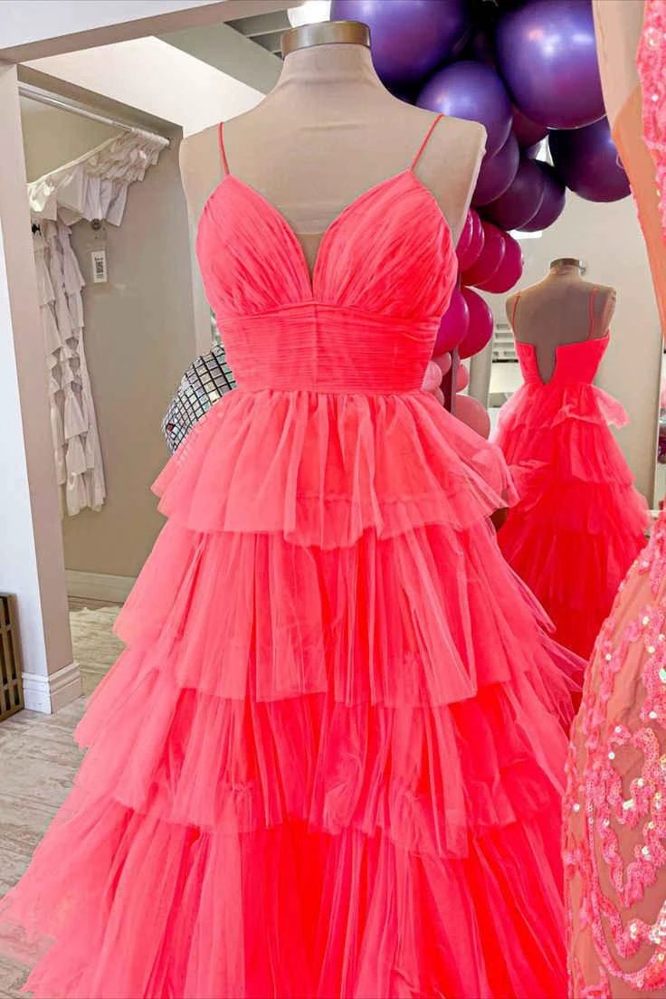 Lavender V-Neck Ruffle Tiered Long Prom Gown by KissProm