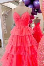 Lavender V-Neck Ruffle Tiered Long Prom Gown by KissProm