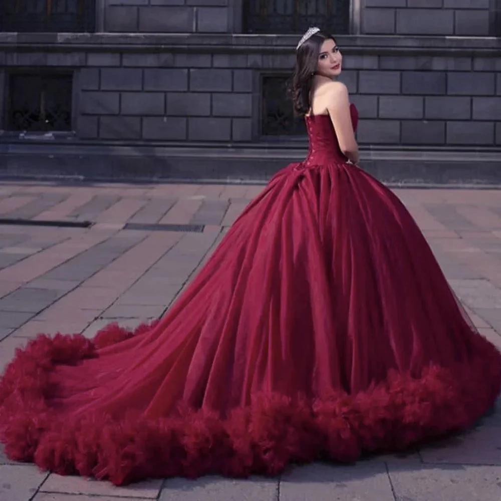 Burgundy prom dresses, pleats prom dresses, ball gown prom dresses S23339 by simplepromdress