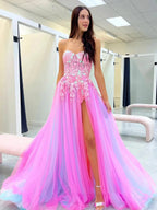 Georgia | A-line Sweetheart Applique Lace Long Prom Dress with Slit by KissProm