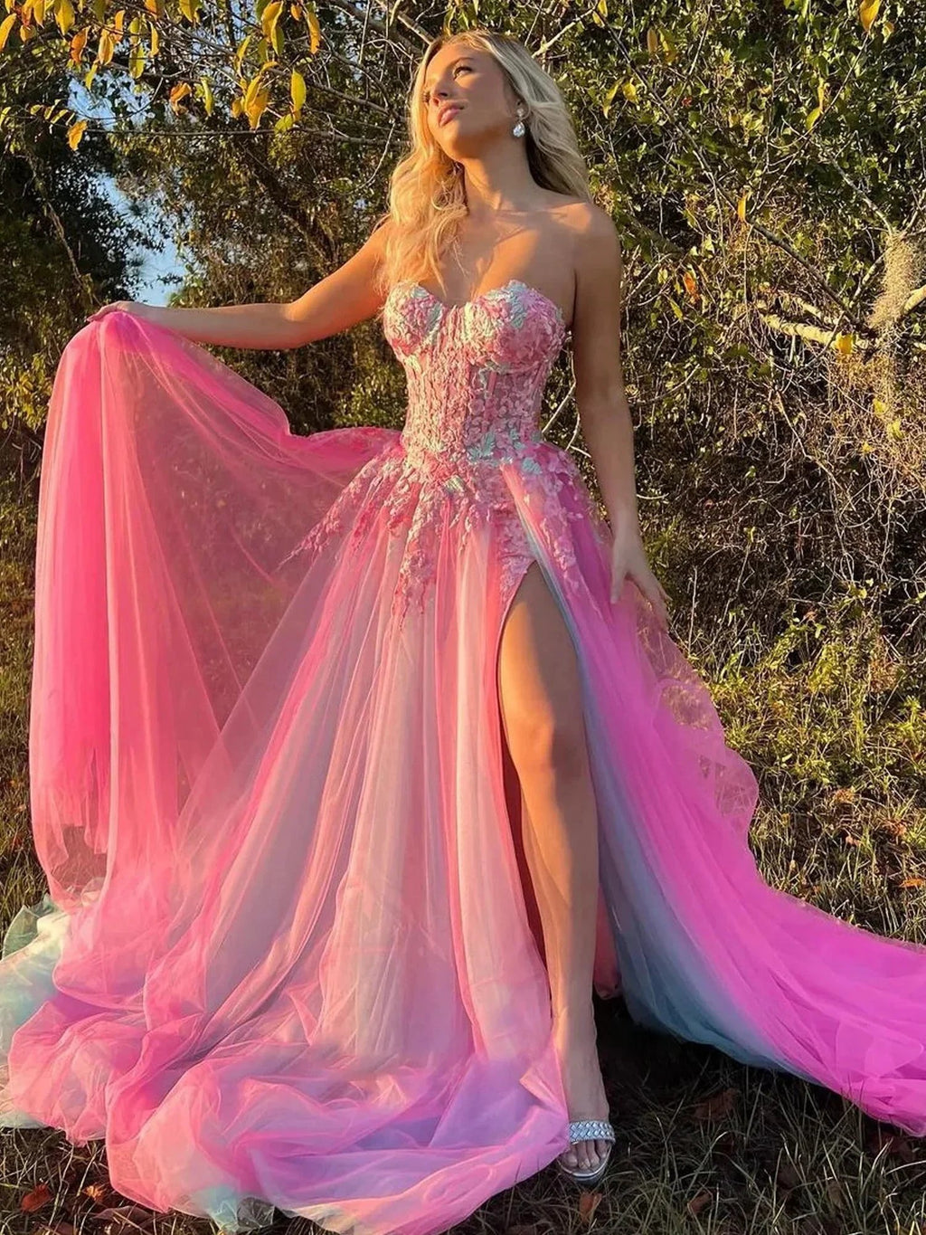Georgia | A-line Sweetheart Applique Lace Long Prom Dress with Slit by KissProm