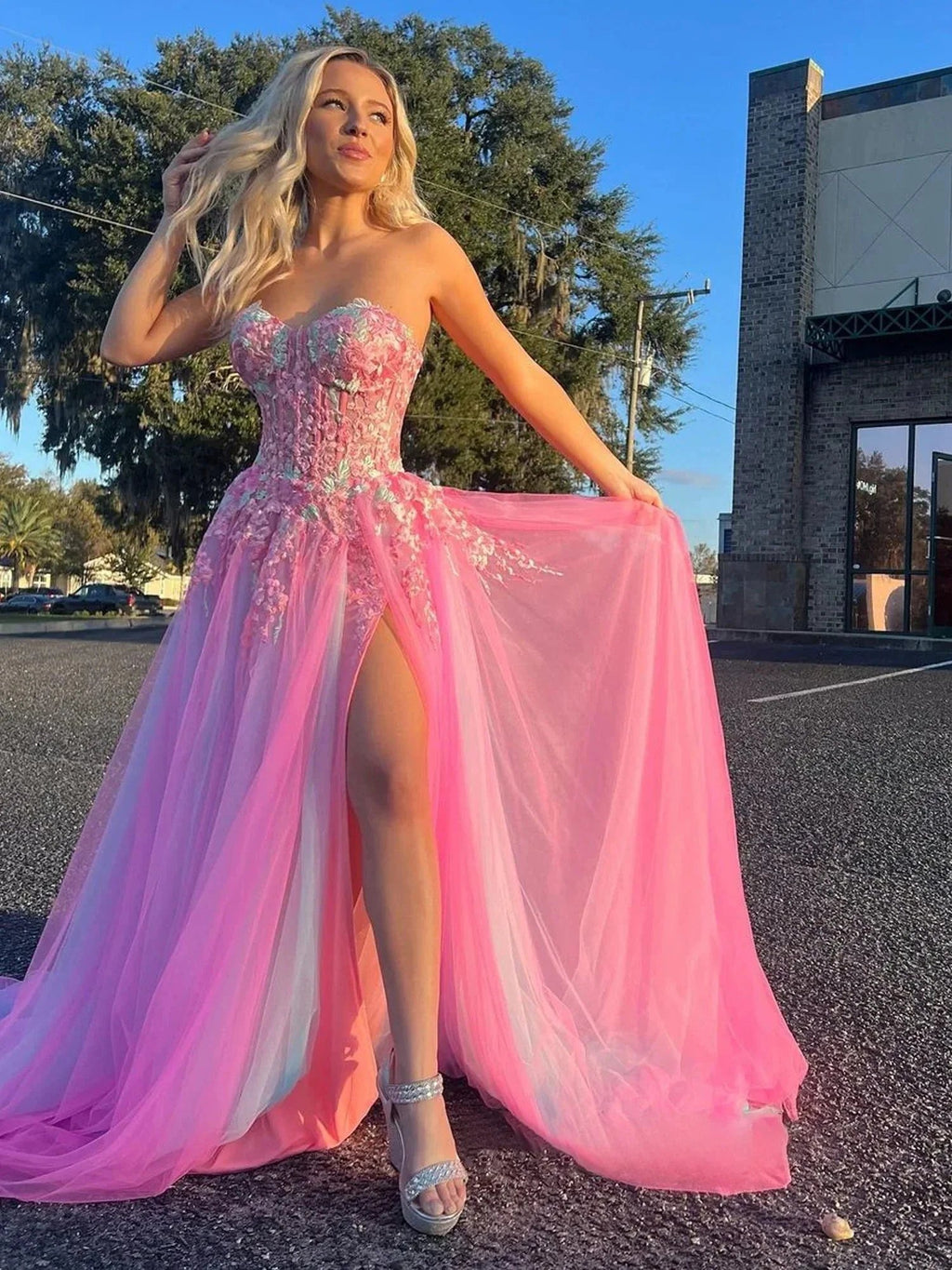 Georgia | A-line Sweetheart Applique Lace Long Prom Dress with Slit by KissProm