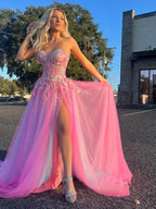 Georgia | A-line Sweetheart Applique Lace Long Prom Dress with Slit by KissProm