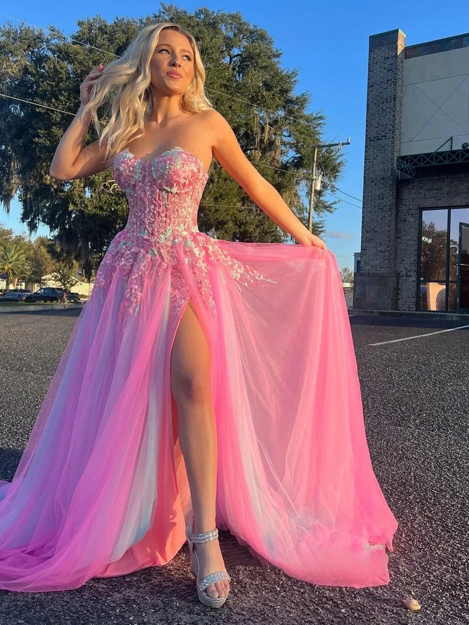 Georgia | A-line Sweetheart Applique Lace Long Prom Dress with Slit by KissProm