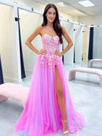 Georgia | A-line Sweetheart Applique Lace Long Prom Dress with Slit by KissProm