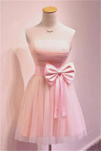 Girly Simple Short Pink Strapless Homecoming Dresses PG034 by pgmdress