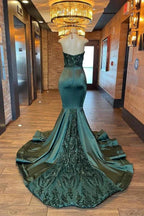 Glamorou V-neck Sleeveless Halter Mermaid Prom Dress With Beading by misshow.com
