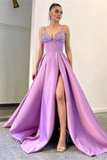 Glamorous A-line Spaghetti Straps Split Front Sequined Prom Dress (ZD05560)