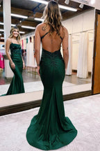 Glamorous Long Mermaid Backless Sleeveless Prom Dress With Lace by misshow.com