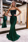 Glamorous Long Mermaid Backless Sleeveless Prom Dress With Lace by misshow.com
