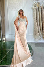 Glamorous Long Mermaid One Shoulder Beading Sleeveless Designer Prom Dress by misshow.com