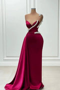Glamorous Long Mermaid One Shoulder Beading Sleeveless Prom Dress by misshow.com